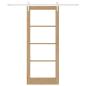 Preview: Schiebetür mit Befestigungsset 83x202 cm aus massivem Kiefernholz, Innentür mit Glas 'ORKDAL'83x202x4 cm aus massivem Kiefernholz