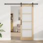 Preview: Schiebetür mit Hardware-Set 78x211 cm aus massivem Kiefernholz, Innentür mit Glas 'ORKDAL'78x211x4 cm aus massivem Kiefernholz