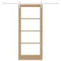 Preview: Schiebetür mit Hardware-Set 86x198.5 cm aus solidem Kiefernholz, Innentür mit Glas 'ORKDAL'86x198.5x4 cm aus solidem Kiefernholz