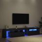 Preview: TV-Schränke 2 Stück mit LED-Leuchten in schwarzer Eiche aus Holzwerkstoff, TV-Ständer mit LED-Leuchten - schwarze Eiche - 75x35x40 cm - aus Holzwerkstoff