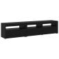 Preview: TV-Schränke 2 Stück mit LED-Lichtern Schwarz Eiche Holzwerkstoff, Schwarz Eichen TV Stand mit LED-Lichtern, 60x35x40 cm, aus Holzwerkstoff