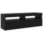 Preview: TV-Schränke 2 Stück mit LED-Lichtern Schwarzes Eichenkonstrukt, TV-Schränke mit LED Schwarz Eiche 120x35x40 cm Konstruktionsholz