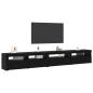 Preview: 3-teiliger TV-Schrank mit LED-Lichtern Schwarze Eiche Holzwerkstoff, TV-Schränke mit LED-Lichtern 2 Stück Schwarze Eiche 75x35x40 cm Holzwerkstoff