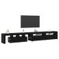Preview: TV-Schränke 3 Teile mit LED-Lichtern schwarzes Eichenholz Holzwerkstoff, TV-Schränke mit LED-Lichtern 2 Teile schwarzes Eichenholz 75x35x40 cm Holzwerkstoff