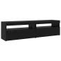 Preview: TV-Schränke 3 Teile mit LED-Lichtern schwarzes Eichenholz Holzwerkstoff, TV-Schränke mit LED-Lichtern 2 Teile schwarzes Eichenholz 75x35x40 cm Holzwerkstoff