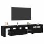 Preview: TV-Schränke 2 Stück mit LED-Lichtern aus schwarzem Eichenholz, TV-Stand aus schwarzem Eichenholz mit LED-Lichtern, 60x35x40 cm, aus Holzwerkstoff