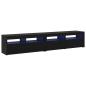 Preview: TV-Schränke 2 Stück mit LED-Lichtern Schwarz Eiche, TV-Ständer mit LED-Lichtern - Schwarz, 90x35x40 cm, aus Holzwerkstoff