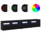 Preview: TV-Schränke 2 Stück mit LED-Lichtern Schwarz Eiche, TV-Ständer mit LED-Lichtern - Schwarz, 90x35x40 cm, aus Holzwerkstoff