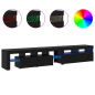 Preview: TV-Schränke 2 Stück mit LED-Lichtern Schwarze Eiche Holzwerkstoff, TV-Ständer mit LED-Lichtern - Schwarze Eiche, 90x35x40 cm, aus Holzwerkstoff
