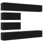 Preview: 6-teiliges TV-Schrank Set wandmontiertes schwarzes Eichenholz Spielholz