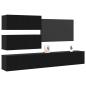 Preview: 6-teiliges TV-Schrank Set wandmontiertes schwarzes Eichenholz Spielholz