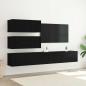 Preview: 6-teiliges TV-Schrank Set wandmontiertes schwarzes Eichenholz Spielholz