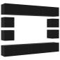 Preview: 8-teiliges TV-Schranksystem Wandmontiert Schwarze Eiche Holzwerkstoff, Wandmontierte TV-Schränke 2 Stück Schwarze Eiche 30,5x30x30 cm, TV-Schränke 2 Stück Schwarze Eiche 100x30x30 cm Holzwerkstoff