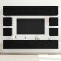 Preview: 8-teiliges TV-Schranksystem Wandmontiert Schwarze Eiche Holzwerkstoff, Wandmontierte TV-Schränke 2 Stück Schwarze Eiche 30,5x30x30 cm, TV-Schränke 2 Stück Schwarze Eiche 100x30x30 cm Holzwerkstoff
