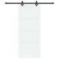 Preview: Schiebetür mit Beschläge Set Weiß 83x202 cm Massivholz Kiefer, Innentür 'ORKDAL'Weiß 83x202x4 cm Massivholz Kiefer