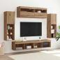 Preview: TV-Wandeinheiten mit LED-Lichtern 2 Stück Artisan Eiche 80x30x30 cm, TV-Wandeinheiten mit LED-Lichtern 2 Stück Artisan Eiche 60x30x40 cm