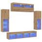 Preview: TV-Wandeinheiten mit LED-Lichtern 2 Stück Artisan Eiche 80x30x30 cm, TV-Wandeinheiten mit LED-Lichtern 2 Stück Artisan Eiche 60x30x40 cm
