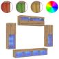 Preview: TV-Wandeinheiten mit LED-Lichtern 2 Stück Artisan Eiche 80x30x30 cm, TV-Wandeinheiten mit LED-Lichtern 2 Stück Artisan Eiche 60x30x40 cm