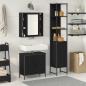 Preview: ARDEBO.de - Waschbecken Schrank schwarze Eiche 60x30x60 cm Holzwerkstoff, Badezimmer Schrank schwarze Eiche 33x33x185,5 cm Holzwerkstoff
