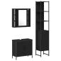 Preview: Waschbecken Schrank schwarze Eiche 60x30x60 cm Holzwerkstoff, Badezimmer Schrank schwarze Eiche 33x33x185,5 cm Holzwerkstoff
