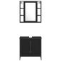 Preview: Waschbecken Schrank schwarze Eiche 60x30x60 cm Holzwerkstoff, Badezimmer Schrank schwarze Eiche 33x33x185,5 cm Holzwerkstoff
