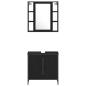 Preview: Waschbecken Schrank schwarze Eiche 60x30x60 cm Holzwerkstoff, Badezimmer Schrank schwarze Eiche 33x33x185,5 cm Holzwerkstoff