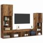 Preview: TV-Schrank mit LED-Lichtern Alte Holz 40,5x30x102 cm, TV-Wandschränke mit LED-Lichtern 2 Stk Alte Holz 80x30x30 cm