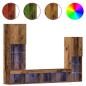 Preview: TV-Schrank mit LED-Lichtern Alte Holz 40,5x30x102 cm, TV-Wandschränke mit LED-Lichtern 2 Stk Alte Holz 80x30x30 cm
