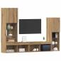 Preview: TV Schrank mit LED Lichtern Artisan Eiche 40,5x30x102 cm, TV Wandschränke mit LED Lichtern 2 Stück Artisan Eiche 80x30x30 cm
