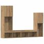 Preview: TV Schrank mit LED Lichtern Artisan Eiche 40,5x30x102 cm, TV Wandschränke mit LED Lichtern 2 Stück Artisan Eiche 80x30x30 cm