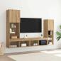 Preview: TV Schrank mit LED Lichtern Artisan Eiche 40,5x30x102 cm, TV Wandschränke mit LED Lichtern 2 Stück Artisan Eiche 80x30x30 cm