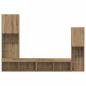 Preview: TV Schrank mit LED Lichtern Artisan Eiche 40,5x30x102 cm, TV Wandschränke mit LED Lichtern 2 Stück Artisan Eiche 80x30x30 cm
