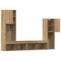 Preview: TV Schrank mit LED Lichtern Artisan Eiche 40,5x30x102 cm, TV Wandschränke mit LED Lichtern 2 Stück Artisan Eiche 80x30x30 cm