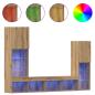 Preview: TV Schrank mit LED Lichtern Artisan Eiche 40,5x30x102 cm, TV Wandschränke mit LED Lichtern 2 Stück Artisan Eiche 80x30x30 cm