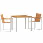 Preview: 3-teilige Garten Essgruppe Massivholz Akazie, Outdoor Esstisch 90x90x74,5 cm Massivholz Akazie