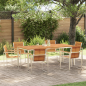 Preview: 7-teiliges Garten-Essset aus massivem Holz Akazie, Esstisch 200x90x74,5 cm aus massivem Holz Akazie
