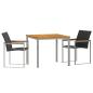 Preview: 3-teiliges Garten Essset Massivholz Akazie, Outdoor Esstisch 90x90x74.5 cm Massivholz Akazie
