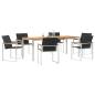 Preview: 7-teiliges Garten Esszimmer Set aus massivem Akazienholz, Outdoor Esstisch 200x90x74.5 cm aus massivem Akazienholz