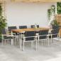 Preview: 9-teilige Garten Essgruppe aus massivem Akazienholz, Outdoor Esstisch 200x90x74.5 cm aus massivem Akazienholz