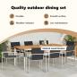 Preview: 9-teilige Garten Essgruppe aus massivem Akazienholz, Outdoor Esstisch 200x90x74.5 cm aus massivem Akazienholz