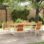 Preview: 7-teiliges Garten-Essset aus massivem Teakholz, Außentisch 200x90x74.5 cm aus massivem Teakholz