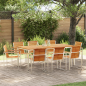Preview: 9-teiliges Garten Esszimmer Set aus massivem Teakholz, Außenspeisetisch 200x90x74,5 cm aus massivem Teakholz