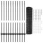 Preview: Euro Zaun mit 22 U-Pfosten Grau 1x25 m Stahl