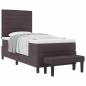 Preview: Boxspringbett mit Matratze & Bank Dunkelbraun 80x200 cm Stoff