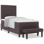 Preview: Boxspringbett mit Matratze & Bank Dunkelbraun 80x200 cm Stoff