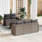 Preview: ARDEBO.de - 6-teiliges Garten-Sofa-Set mit Kissen Grau Poly-Rattan, 2-Sitzer Garten-Sofa mit Kissen Grau Poly-Rattan