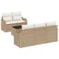 Preview: 6-teiliges Garten Sofa Set mit Kissen Beige Poly Rattan, 2-Sitzer Garten Sofa mit Kissen Beige Poly Rattan