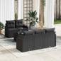 Preview: ARDEBO.de - 6-teiliges Gartensofa-Set mit Kissen Schwarz Poly Rattan, 2-Sitzer Gartensofa mit Kissen Schwarz Poly Rattan