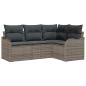 Preview: 4-teiliges Garten-Sofa-Set mit Kissen Grau Poly-Rattan, 2-Sitzer Garten-Sofa mit Kissen Grau Poly-Rattan