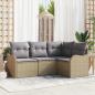 Preview: ARDEBO.de - 4-teiliges Garten Sofa Set mit Kissen Beige Poly Rattan, 2-sitziges Garten Sofa mit Kissen Beige Poly Rattan